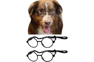 STYLE VAULT G003 Dog Pet Round Costume Prop Clear Lens Glasses Sunglasses Medium Breeds 18-40lbs (2-Pack (Black-Clear+Black-Clear))