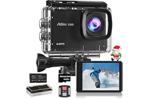 4K 60FPS Action Camera with 64GB Card-48MP Waterproof Camera,40M Underwater Camera,8X Zoom,EIS Stabilization,WiFi,Remote Cont