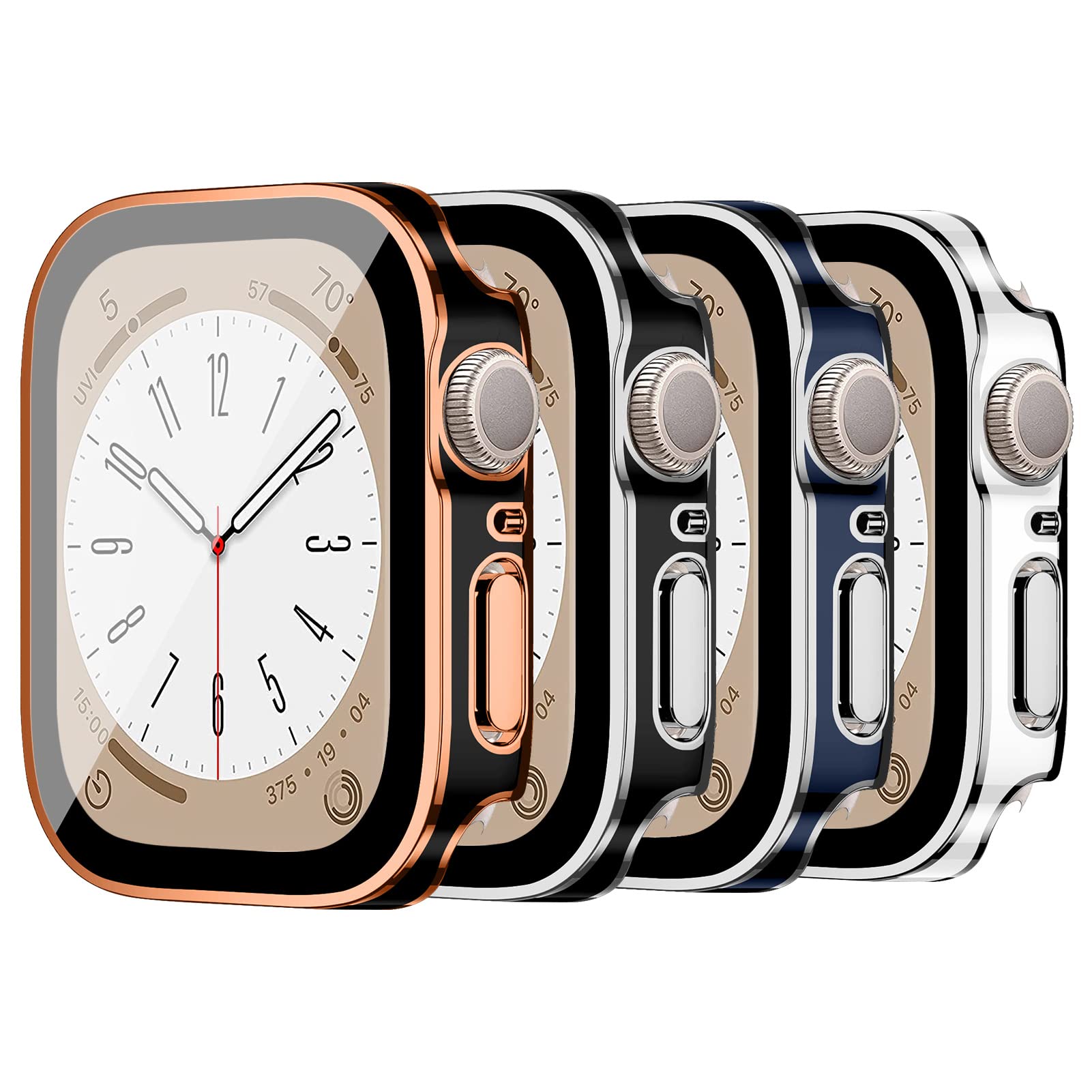 Cases with Screen Protector for Apple Watch Case 40mm 42mm 44mm 41mm 45mm 46mm with Built-in Tempered Glass Film Screen Protector, Hard PC Protective Case Cover for Apple Watch Series 10 9 8 7 6 5 4
