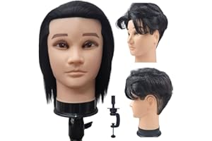 LETICIA Barber Mannequin Head Male Haircut Training Head Men Human Hair Mannequin Head
