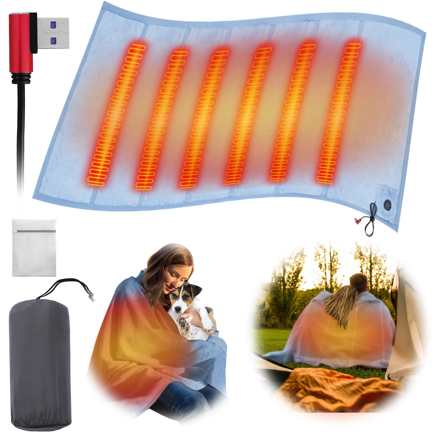 Photo 1 of PANGTIKU Heated Blanket Electric Throw - USB Battery Power Operated Heating Blanket for Home Outdoor Travel Use
* MISSING BATTERY*