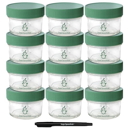 Sage Spoonfuls Glass Baby Food Containers with Lids 12 Pack,