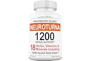 NUTURNA Neuropathy Support Supplement with 1200 mg Pure Alpha Lipoic Acid - Maximum Strength Nerve Formula to Fortify Nerves in Fingers, Hands, Toes, & Feet - Best Natural Nerve Relief Support - 180 Capsules