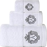 Sunshinejing WDTBFY Cotton Bath Towel Set Luxury Hotel & Spa Bathroom Hand Towels Embroidery Washcloth Decoration Bath Sheets (White-A)
