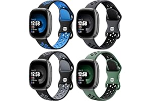 Maledan 4 Pack Sport Band Compatible With Fitbit Versa 3/4 and Sense/Sense 2 Smart Watch, Soft Wristband Replacement Accessories for Women and Men
