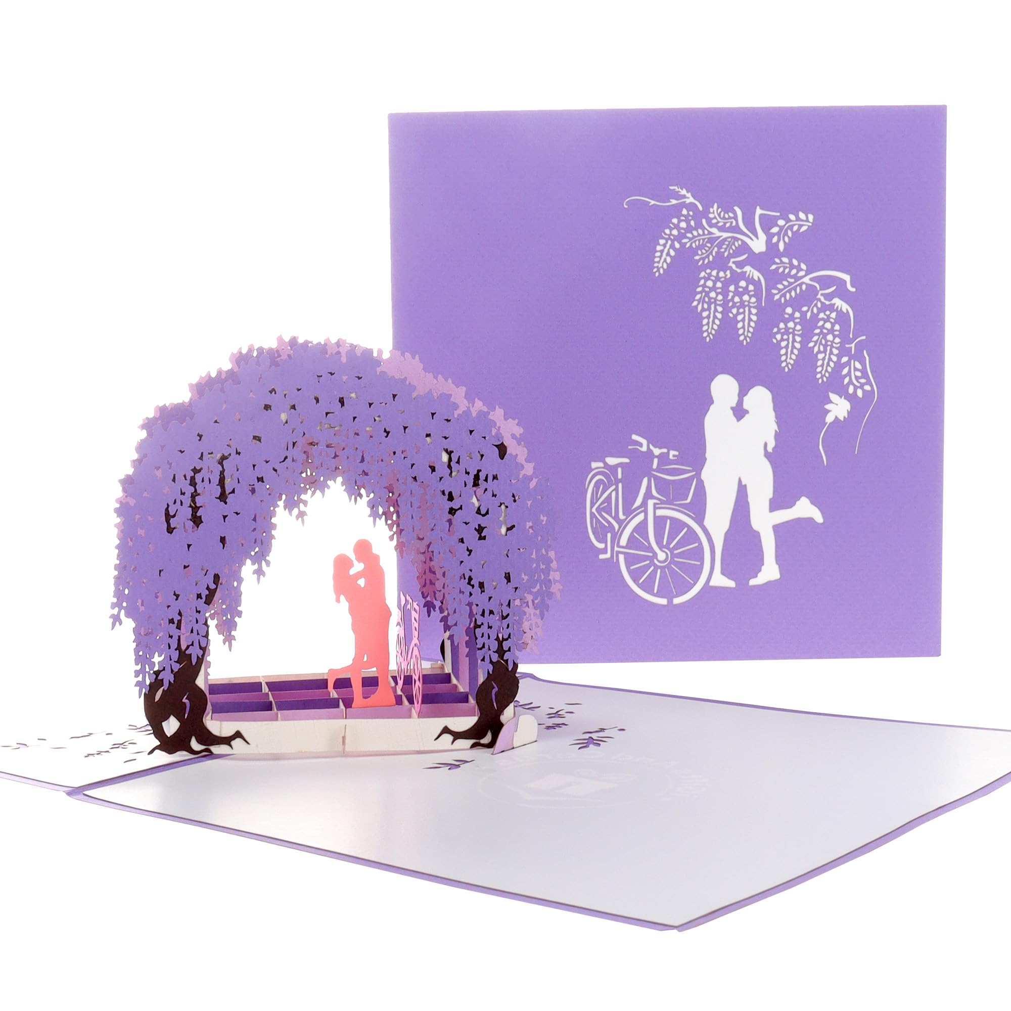 iGifts And Cards Romantic Wisteria Arbor 3D Pop Up Greeting Card - Private, Dreamy, Heart, Wow, Half-Fold, Valentine's Day, Just Because, Thinking of You, Engagement, Happy Anniversary, Friendship