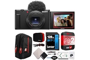 Sony ZV-1 II Vlog Camera with 4K Video & 20.1MP for Content Creators and Vloggers Black ZV-1M2/B Bundle with CPS 2 YR Extended Protection Pack + Deco Gear Case + 128GB Memory Card & Accessories Kit
