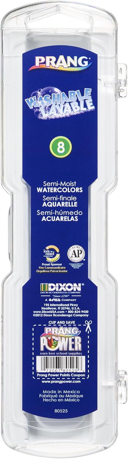Prang Washable Watercolor Paint Set, 8 Classic Colors with Brush, 1-Pack (80525): Office Products