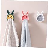 MAGICLULU 6pcs Cartoon Rabbit Push Towel Hooks - No Drilling, Mixed Colors view 9