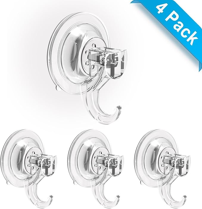 Ulinek Colgador Gancho Ventosa Extra Fuerte 4 Piezas para Baño y Cocina