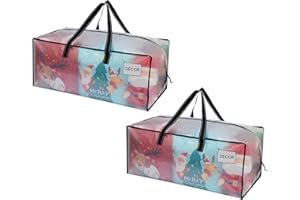 VENO 2 Pack Heavy Duty Moving Bags, Christmas Storage Bins with Lids, Clear Design, Alternative to Moving Boxes, Storage Bags for Clothes, Blankets, Comforters, Pillows, Camping (Clear, 2 Pack)