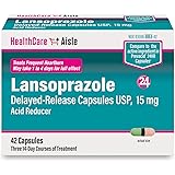HealthCareAisle Lansoprazole Delayed-Release Capsules, USP | Treats Frequent Heartburn | 15 mg | 42 Count