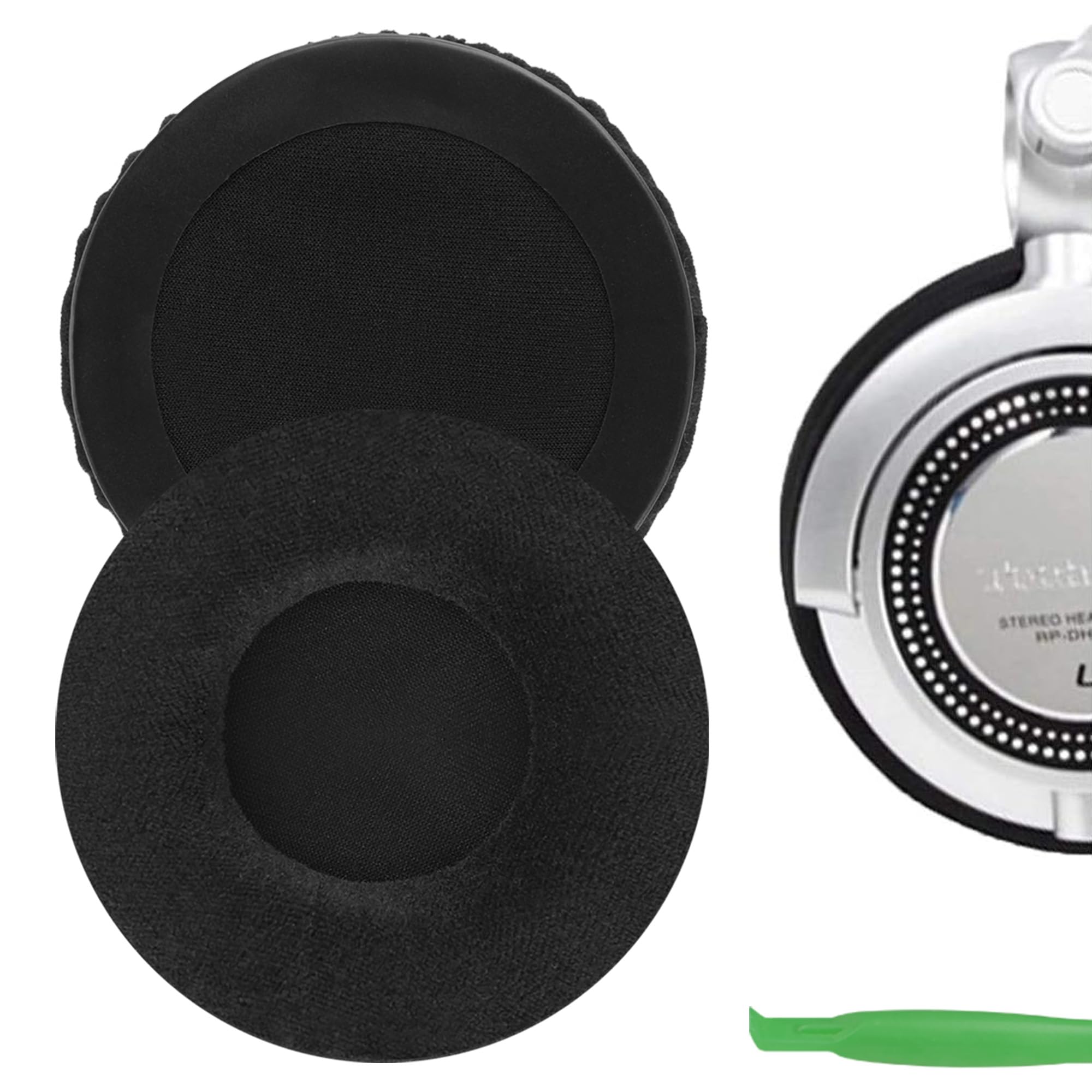 Geekria Comfort Velour Replacement Ear Pads for TECHNICS RP-DH1200 DJ, RP-DH1210, RP-DH1250-S DJ Headphones Ear Cushions, Repair Parts (Black)