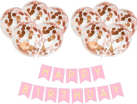 Geila Joyeux Anniversaire Banniere Et 10 Pieces 12 Pouces Or Confettis Points Ballons Ballons De Fete Pour Les Decorations De Fete Danniversaire 10 Pcs Or Confettis A Ete Mis Dans Les Ballons