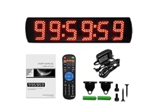 GAN Xin Portable 5 inch High 6 Digits LED Race Clock with for Running Events, Countdown/up Digital Race Timer, 12/24-Hour Clock,LED Stopwatch by Remote Control