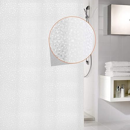 Mosaik Duschvorhang 180x200 Cm Anti Schimmel Wasserdicht Vorhang An Badewanne Antibakteriell 0 2mm Weiss Vorhang Fur Dusche 3d Mosaik 100 Eva Inkl 12 Duschvorhangringen Kinderfreundlich Amazon De Kuche Haushalt