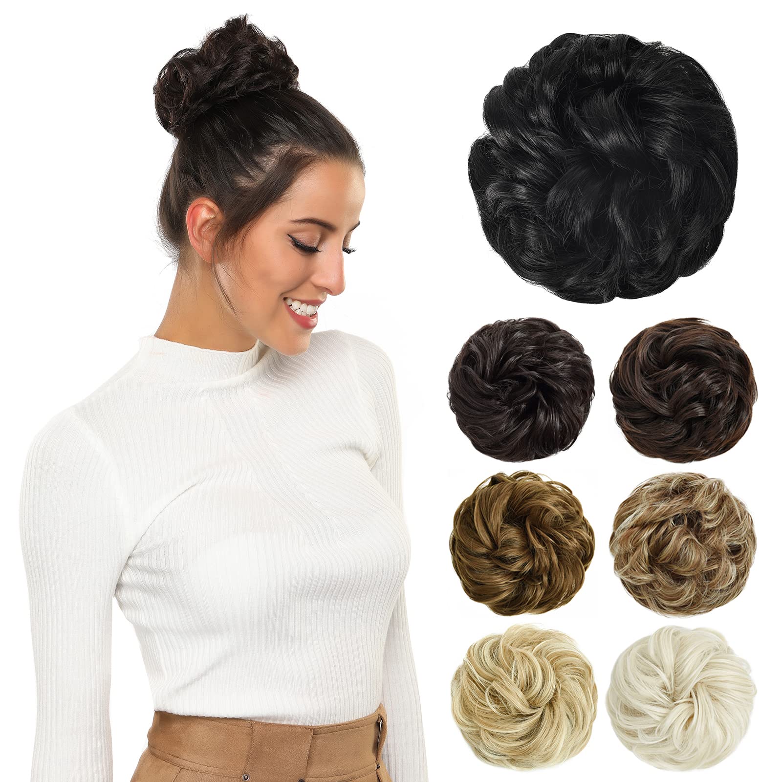 Yamel Messy Bun Hair Pieces for Women Hair Bun Extension Natural Black Updo Curly Messy Bun Scrunchie — image 1
