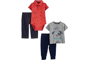 Simple Joys by Carter's Baby Boys' 4-Piece Bodysuit, Top, and Pant Set
