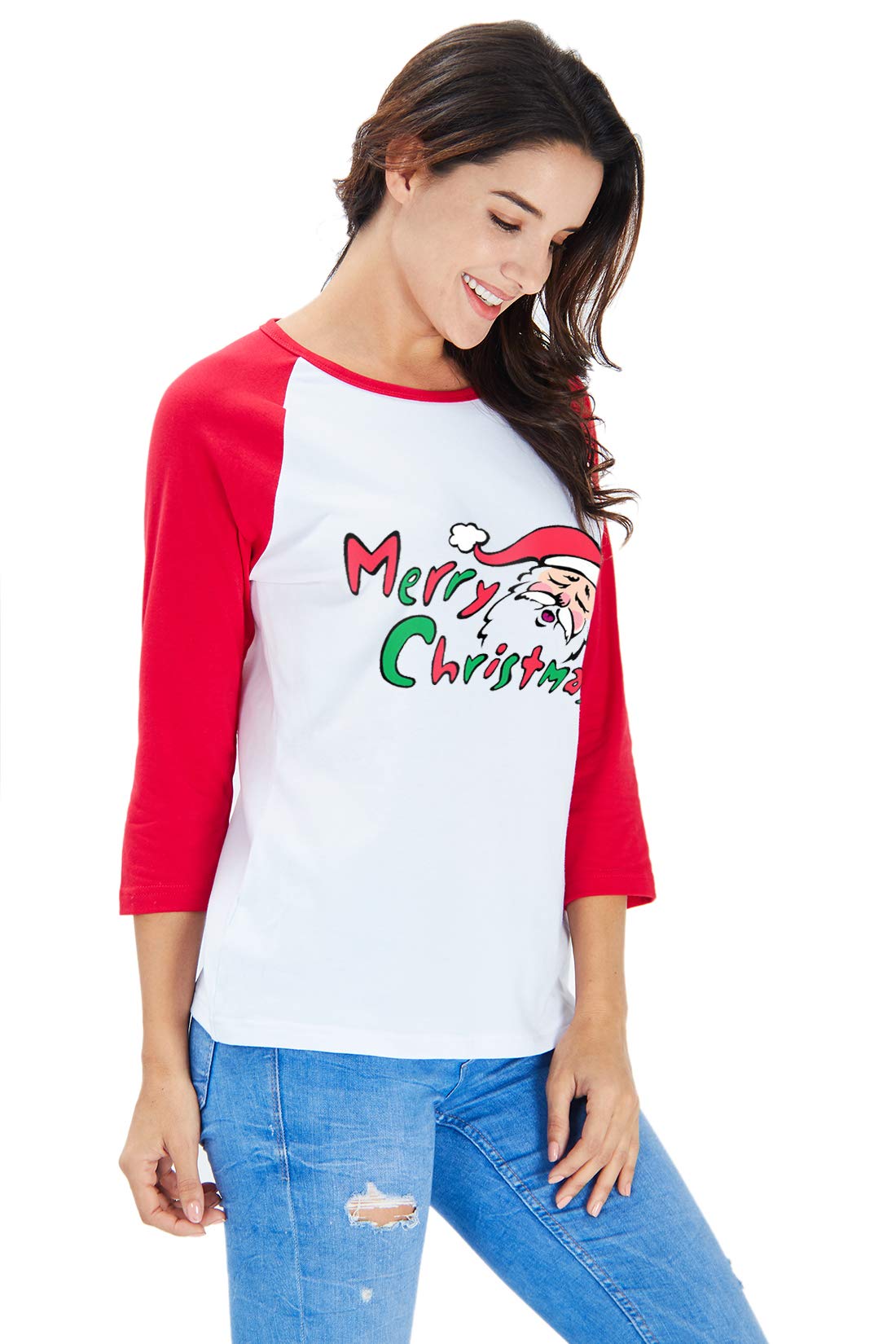 Goodstoworld Christian T-Shirt Women Raglan Long Sleeve Blouse Tee Xmas Top Baseball T Shirt