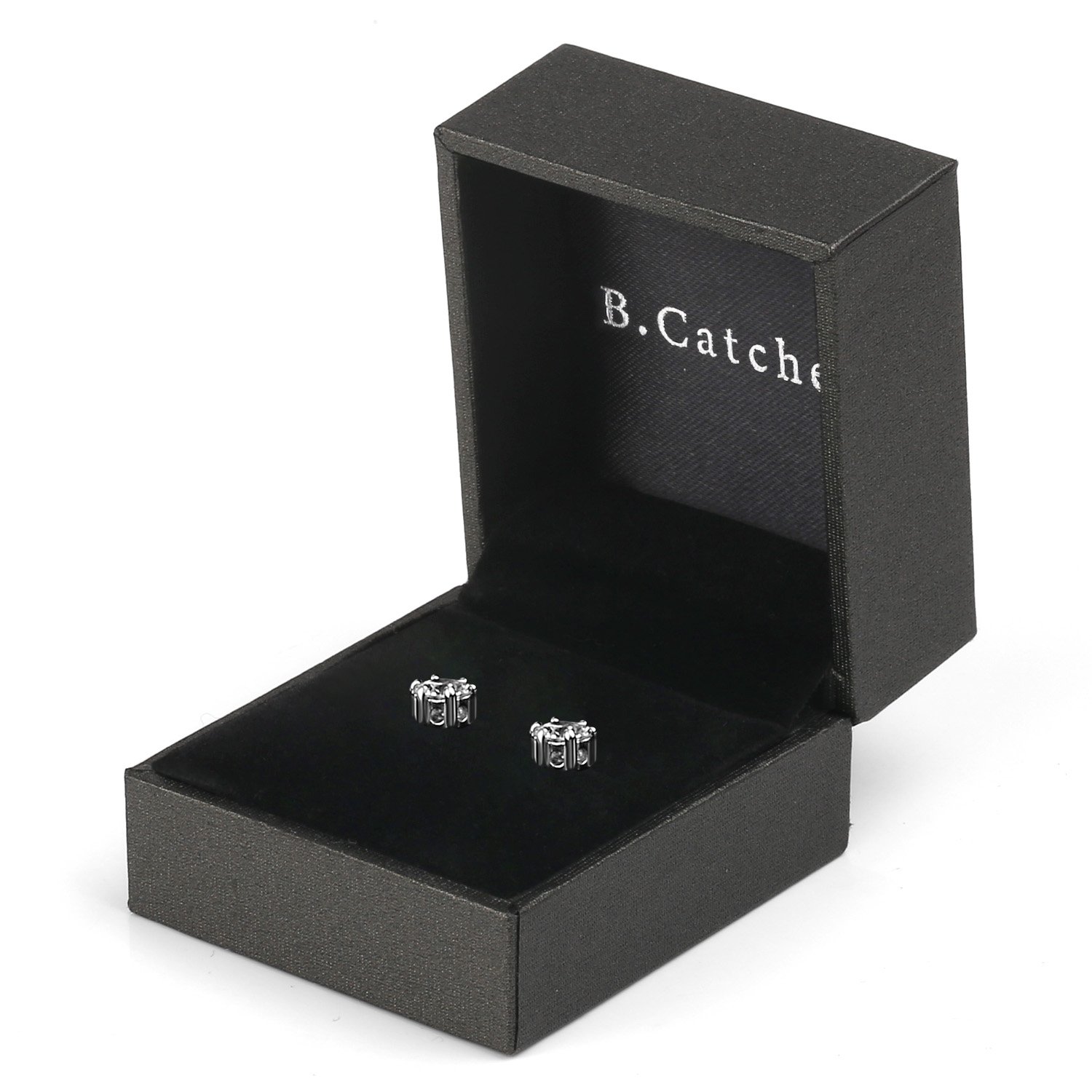 B.Catcher 925 Sterling Silver Round Cut Cubic Zirconia Stud Earrings Sets