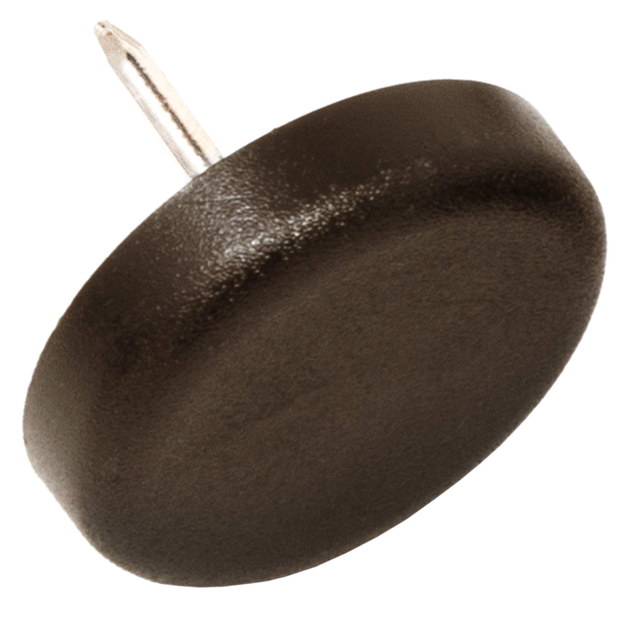 Adsamm® / 16 x Glides in plastic with nail | Ø 0,98'' (Ø 25 mm) | brown | round | Premium quality furniture sliders with nail by Adsamm®
