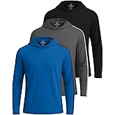 Real Essentials 3 Pack: Men's Dry Fit Wicking Long Sleeve Fishing Active Hoodie Pullover Sweatshirt (Big & Tall)