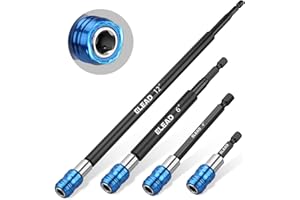 ELEAD Drill Bit Extension Set, 4-Piece Magnetic Drill Screwdriver Bit Holder Extender with Aluminum Sleeve, 1/4 Inch Hex Shan