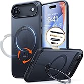 TORRAS Q3 Spin for iPhone Air Case, Patented 360 Magnetic Stand, Fit for MagSafe, Built-in Ring Holder Kickstand, Rugged Military-Grade Protective Case for iPhone 17 Air, Camera Control Button, Black