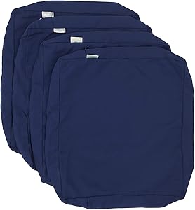 CozyLounge Indoor Outdoor Water Repellent High UV Resistant Patio Chair Cushion Cover (22"x20"x4" (4 Covers), Deep Navy)