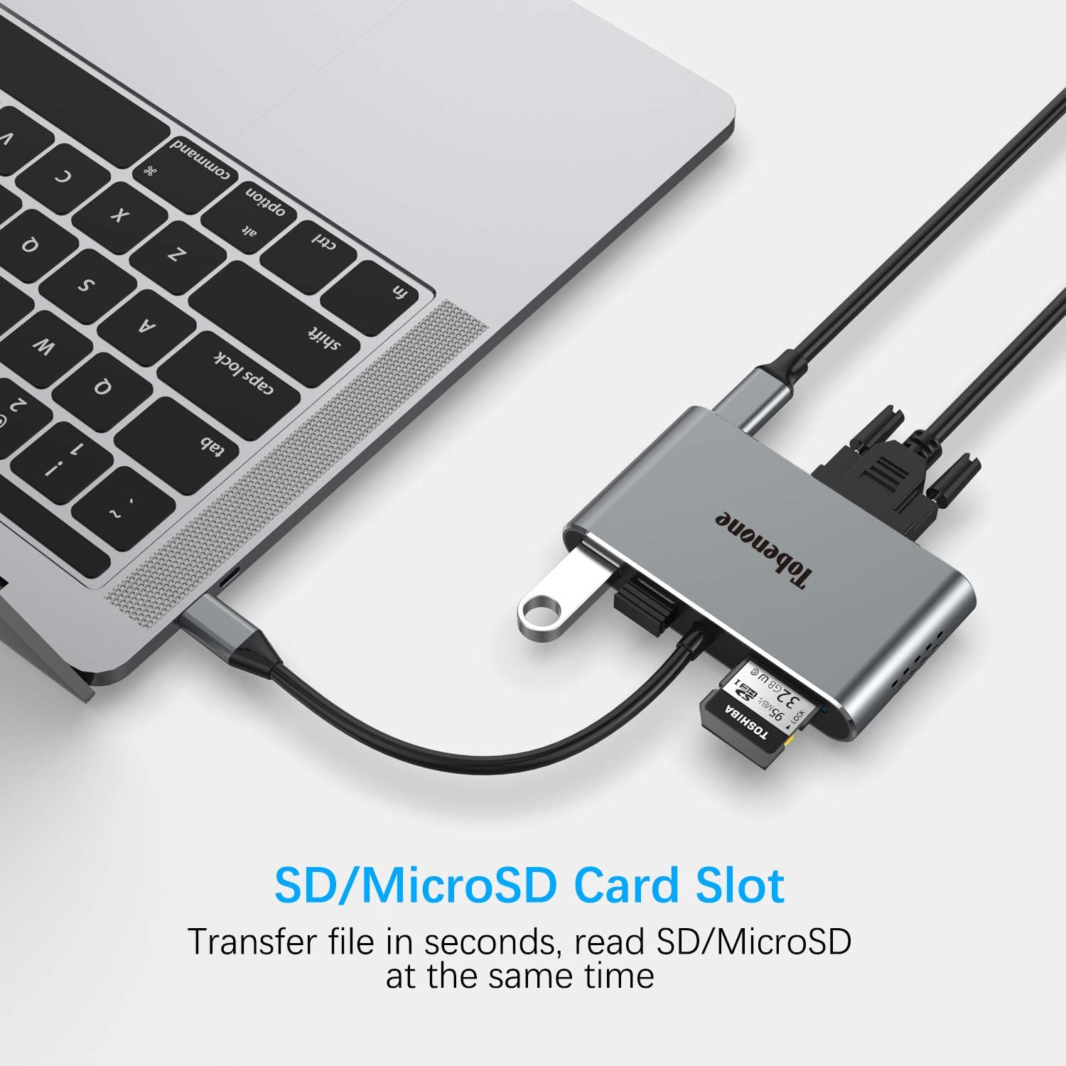 USB C to VGA Adapter Hub, 8-in-1 USB C Adapter with 4K HDMI, VGA, USB 3.0, 87W PD, Ethernet, SD/Micro SD Slot, Compatible with USB C MacBook Pro/Air/iPad Pro 2018/Dell XPS/Galaxy S8 and More: Home Audio & Theater