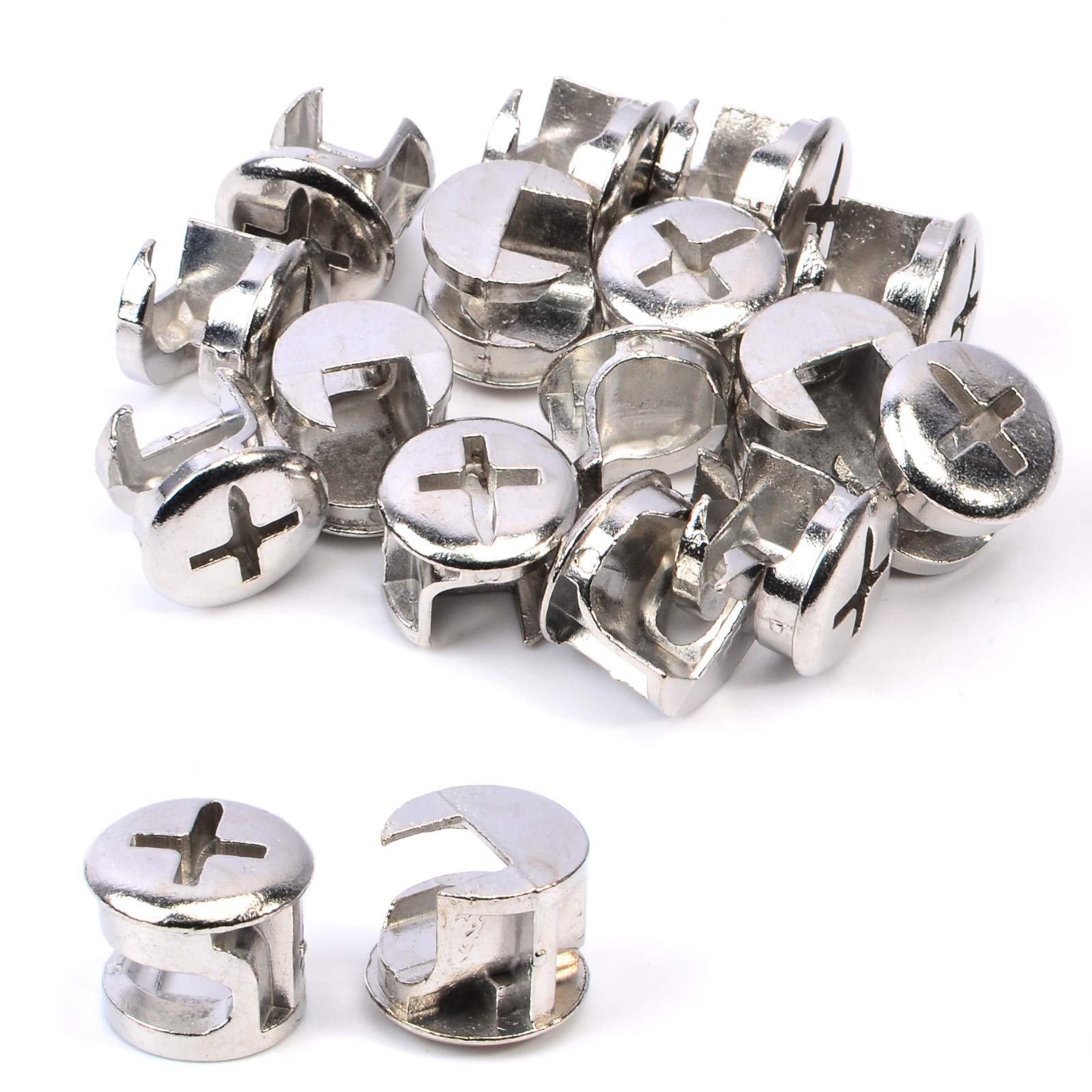 15 Pcs Furniture Connecter Cam Lock, Fittings 12mm x 11mm for Cabinet Drawer Dresser and Wardrobe Furniture Panel Connecting Hardware Bolts, Arc top