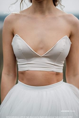 white silk bustier top