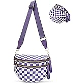 MOETYANG Checkered Crossbody Bum Bags for Women, Spacious Nylon Bum Bag witn Adjustable Shoulder Strap
