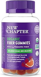 New Chapter Organic Fiber Gummies - Prebiotic Fiber for Digestive & Gut Health Support* - No Added Sugar - USDA Organic, Non-