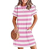 ANRABESS Women's Summer Casual T Shirt Dresses Short Sleeve Crewneck Striped Mini Shift Dress 2026 Beach Vacation Outfits