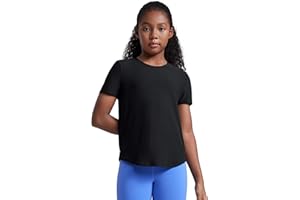 CRZ YOGA Girls Cloudweight Short Sleeve Athletic T Shirts - Active Sports Casual Tees Crew Neck Side Slit Kids Teen