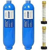 Wely Pivotalone 2 Pack RV Inline Water Filter with 2 Flexible Hose Protector, Reduce Bad Taste, Odors, Rust, Chlorine, Fluoride and Sediment in Drinking Water, Dedicated for RVs Campers Marines