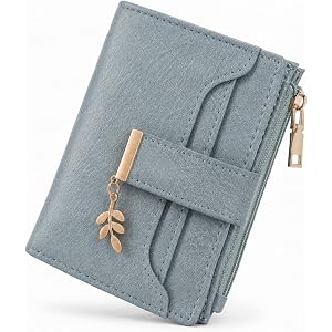 GOIACII Small Wallets for Women RFID Blocking Card Holder Wallet Blue | Bifold Card Wallet, Leather Small Purse, Vegan Leathe