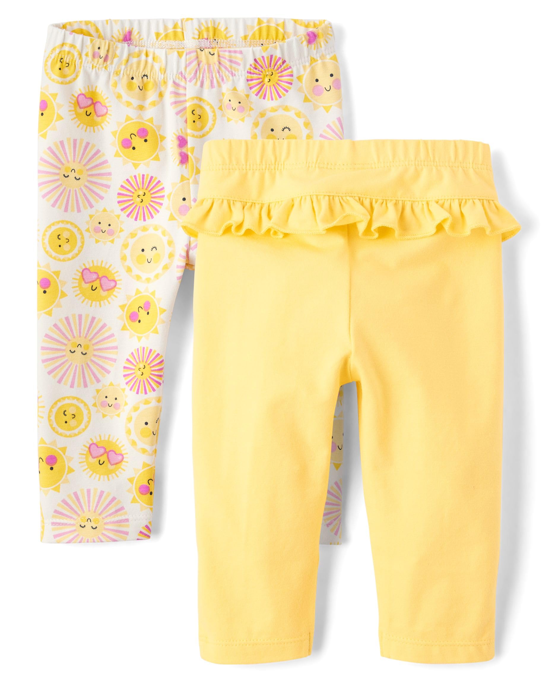 Photo 1 of The Children's Place,Baby Girls,and Newborn Pull on Pants,Sun/Yellow Ruffle 2-Pack,12 Months,18 Months
