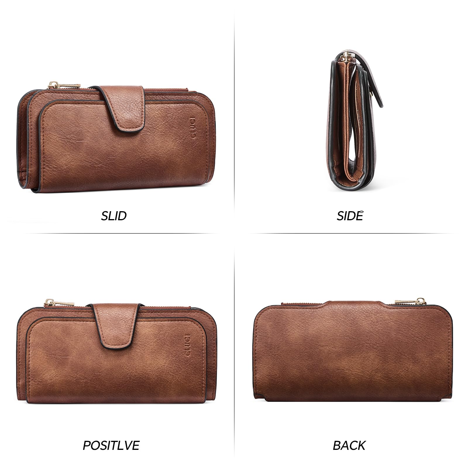 CLUCI Wallet For Women PU Leather RFID Blocking Womens Wallet Bifold Card Holder Ladies Clutch with ID Window