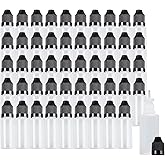 Eau 15ml LDPE Plastic Thin Tip Dropper Bottles, Small Empty Squeeze Dropper Bottles (50PCS, Black Caps), BPA Free