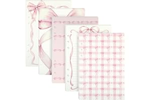 PINERAAP 100 Sheets Pink Bow A5 Refills Paper for Planner Inserts Binder, Thick 6 Hole Notebook Refill, 120GSM Filler Insert Loose Leaf Paper for A5 6 Ring Binder Travel Journal Diary Budget, Lined & Blank