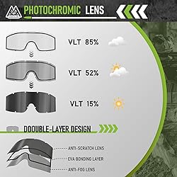 VOZAPOW Airsoft Goggles Anti Fog with ANSI Z87.1