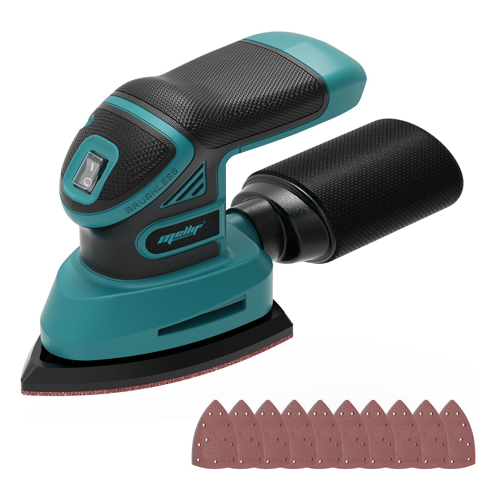 Photo 1 of 1.9Amp Cordless Detail Sander Compatible with Makita 18v Battery, Dust Collector, Brushless 12,000 OPM Speed, Compact Soft Palm Grip, 10pcs Sanding Pads, 2.0Ah Charger & Battery Kit (Blue)