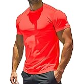 RGJU Workout Shirts Men Moisture Wicking T-Shirt Quick Dry Running Short Sleeve Gym Performance Active Tee Athletic Fit