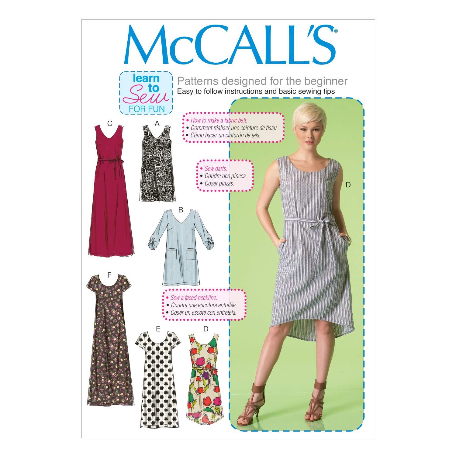 Mccall's Patterns 7120 Y,Misses Dresses and Belt, XSM(4-6)-SML(8-10)-MED(12-14), paper, Size Y (X-Small-Small-Medium) US