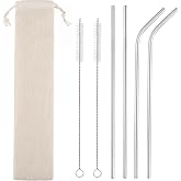 Set of 4 Reusable Metal Straws, 10.5'' Long Stainless Steel Straw with Cleaning Brushes and Case, Drinking for 30 oz and 20 o