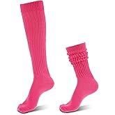 DIVINA VITAE Neon Slouch Socks 80s 90s Neon Socks Womens Leg Warmers Extra Long Soft Scrunch Knee High Boot Sock 9-11