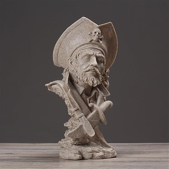 Pirate Bust Statue Resin Sculpture Artwork Art Home Decoration Creative Figurines Desk