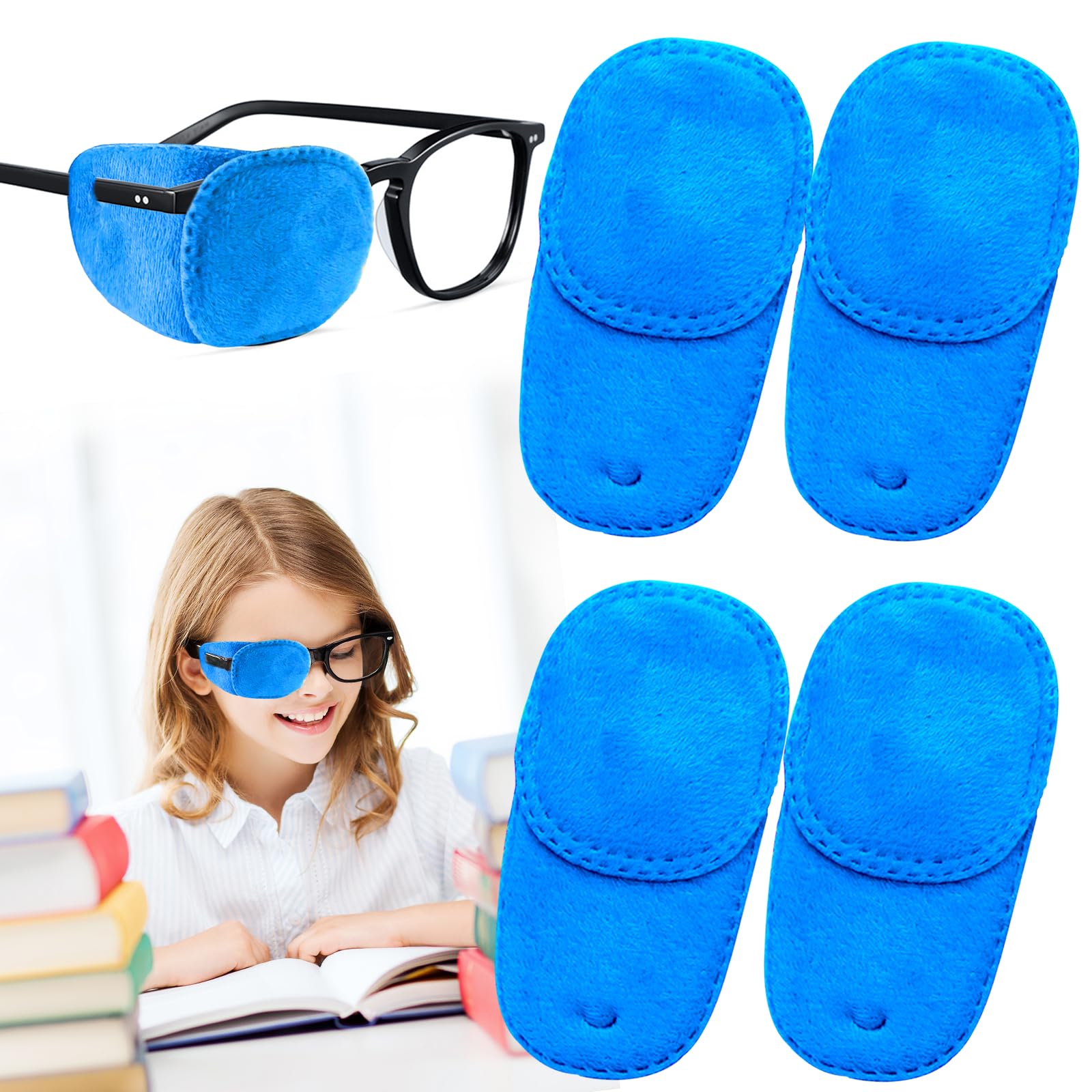 THSIREE 4 Pack Eye Patches for Kids, Super Soft Eye Patch for Glasses, Medical Patches Treat Lazy Eye Amblyopia Strabismus Patch, Blue